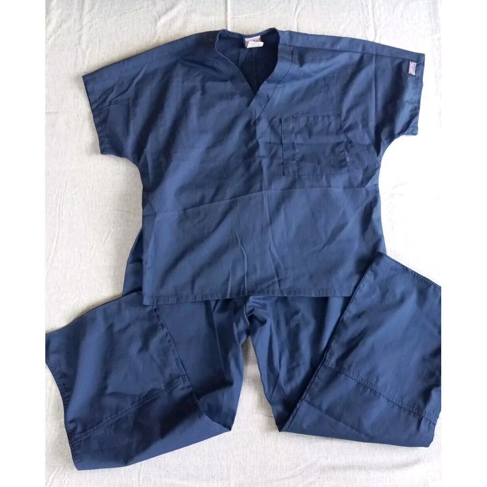 Cherokee Workwear Women Top XXS Cargo Drawstring Blue XS Buttom Medical Scrubs‎